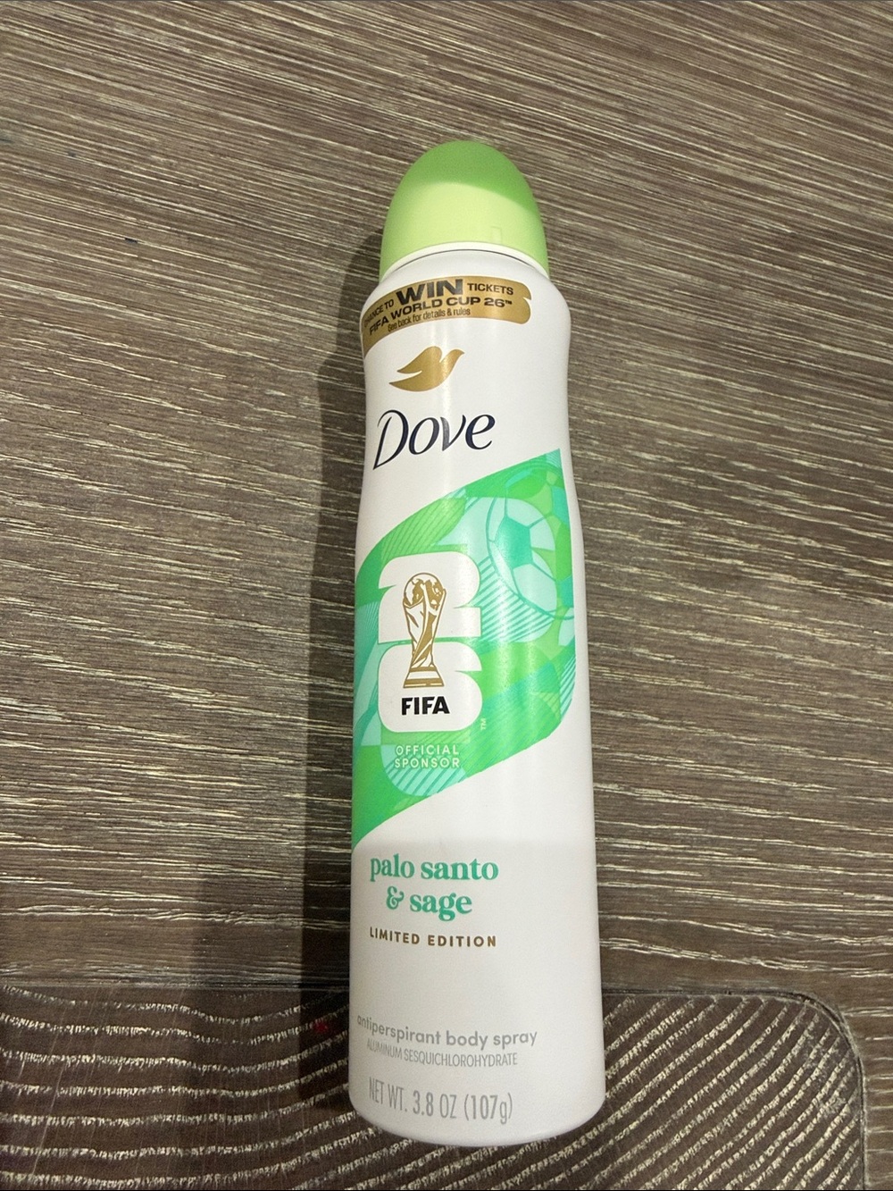 NWT Dove Limited Edition FIFA Palo Santo & Sage Antiperspirant Body Spray